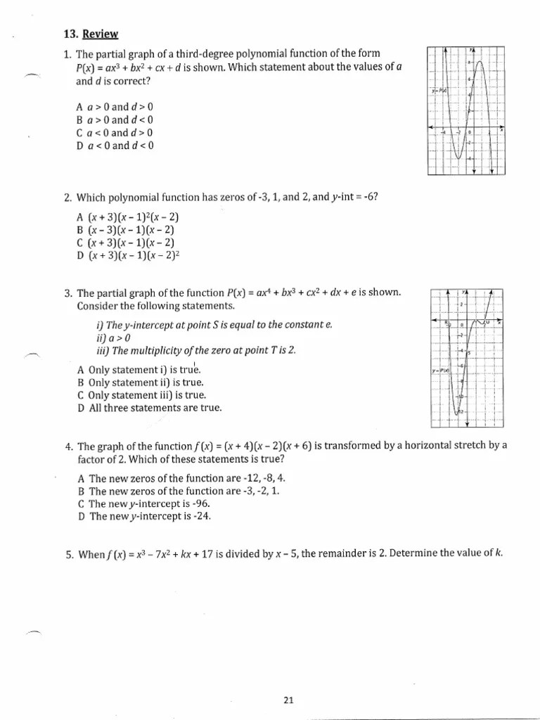 Math Review Unit 3 | PDF | Zero Of A Function | Function (Mathematics)