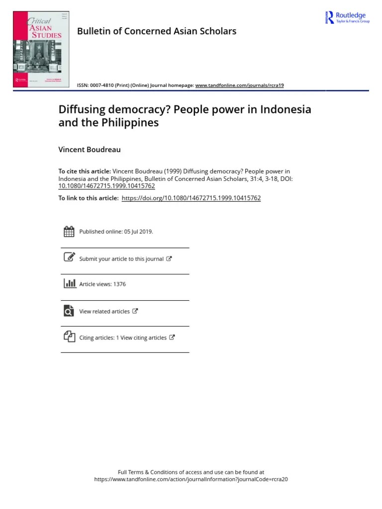 Diffusing Democracy People Power In Indonesia And The Philippines | PDF ...