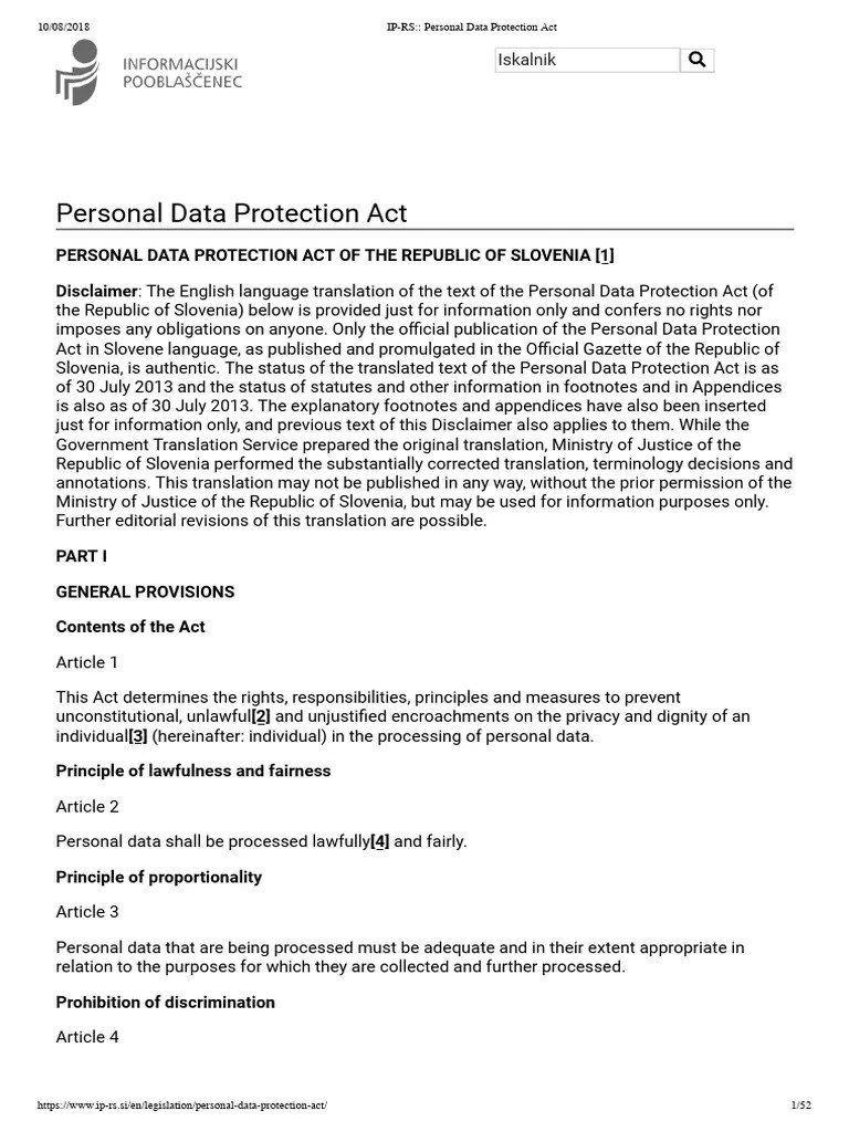 Ip-Rs Personal Data Protection Act | PDF | Consent | Information Privacy