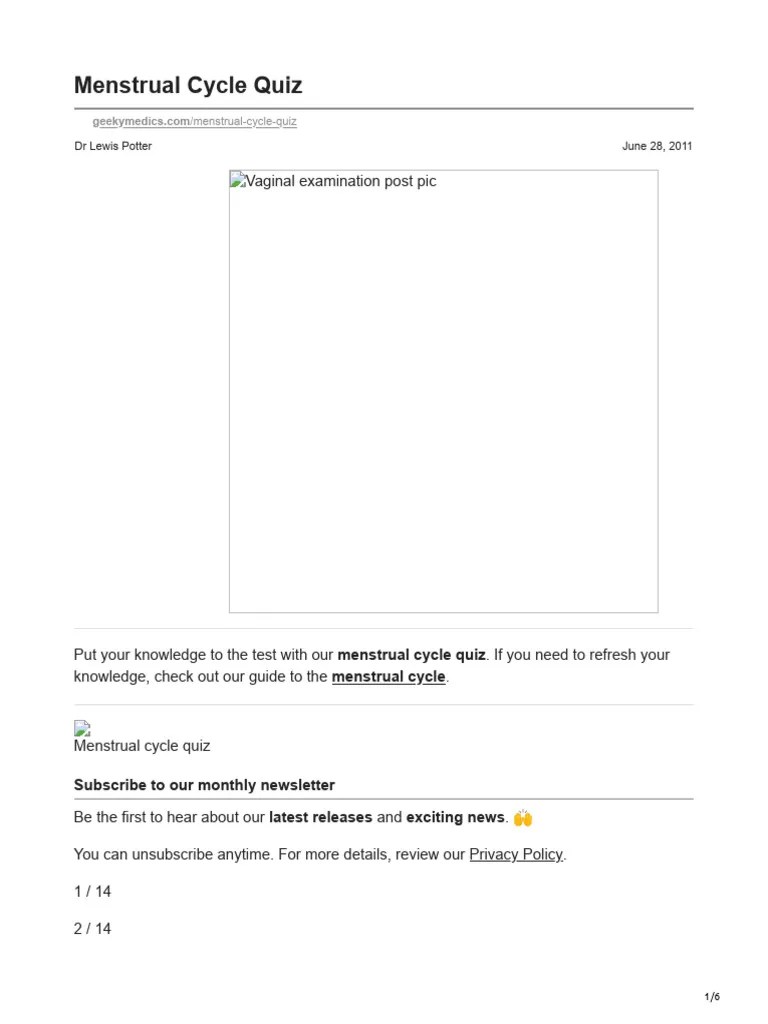 Geekymedics.com-Menstrual Cycle Quiz | PDF | Menstrual Cycle ...