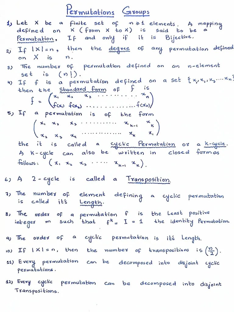 Permutation Groups And Key Points | PDF