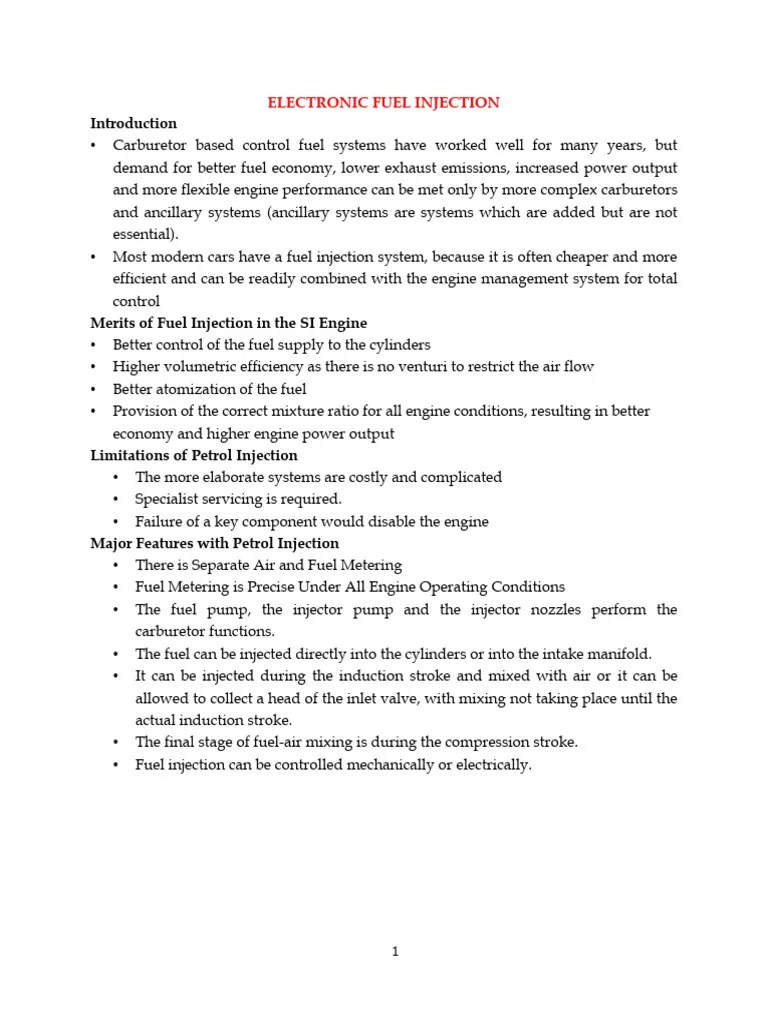 Electronic Fuel Injection System | PDF | Fuel Injection | Diesel Engine