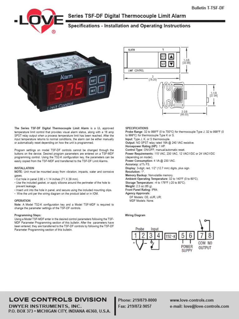 Series TSF-DF Manual | PDF | Thermocouple | Relay