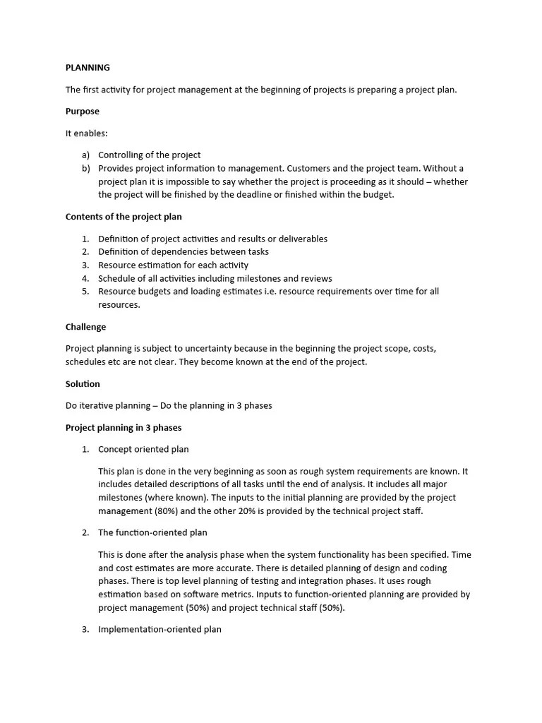 PLANNING | PDF | Project Management | Software Engineering