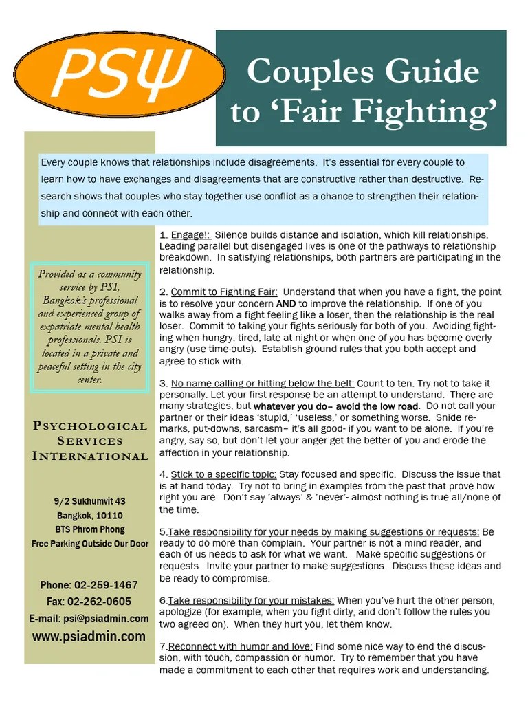 Guide_to_fair_fighting | PDF | Psychology