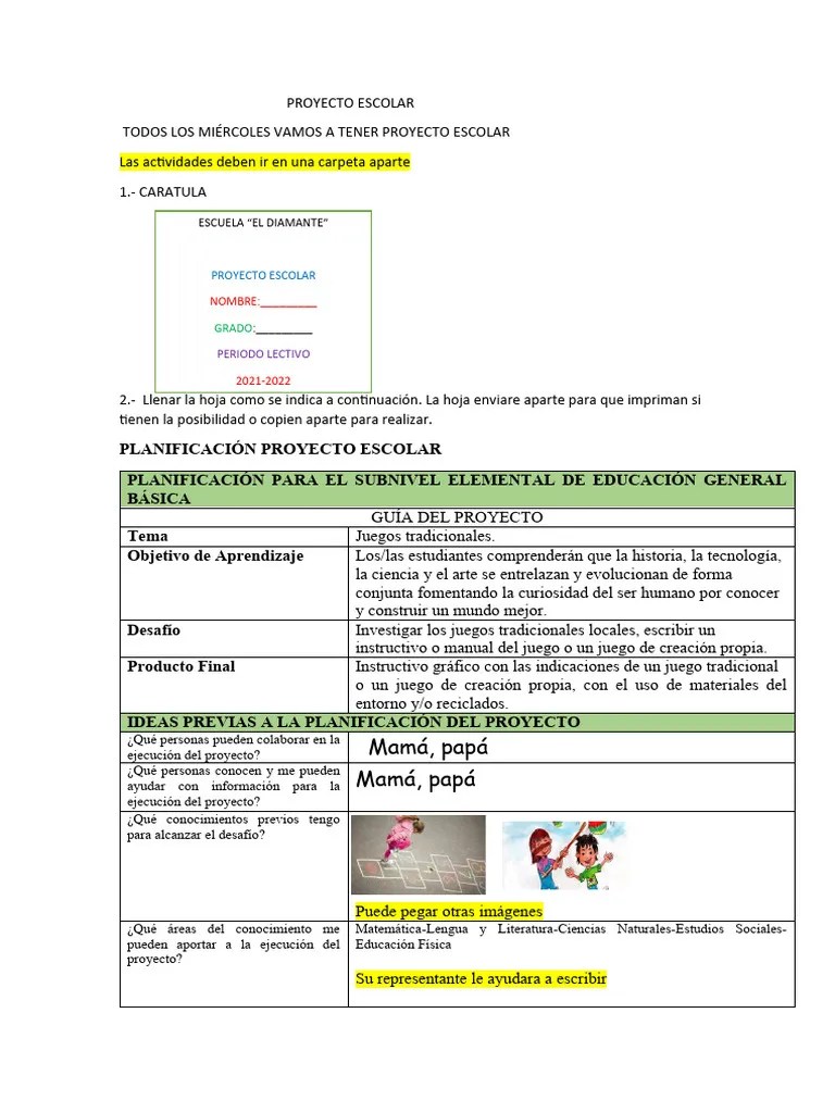 ACTIVIDADES DEL PROYECTO ESCOLAR (1) | Descargar Gratis PDF | Planificación