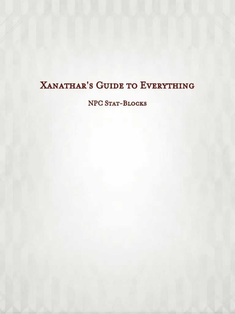 Xanathar NPC Blocks | Download Free PDF | Wizards Of The Coast | Dungeons & Dragons