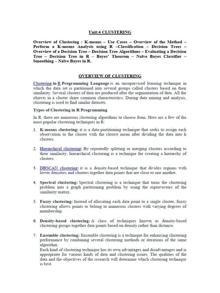 Unit4 Datascience | PDF | Cluster Analysis | Computer Programming