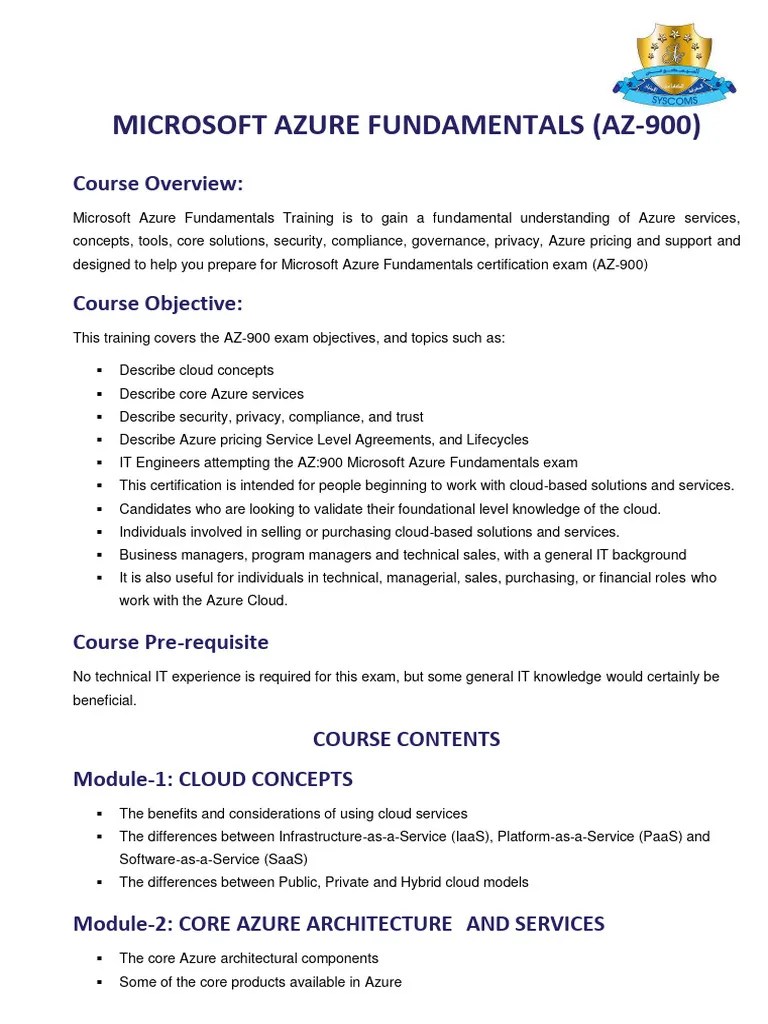 Microsoft Azure Fundamentals (AZ-900) | PDF | Cloud Computing ...