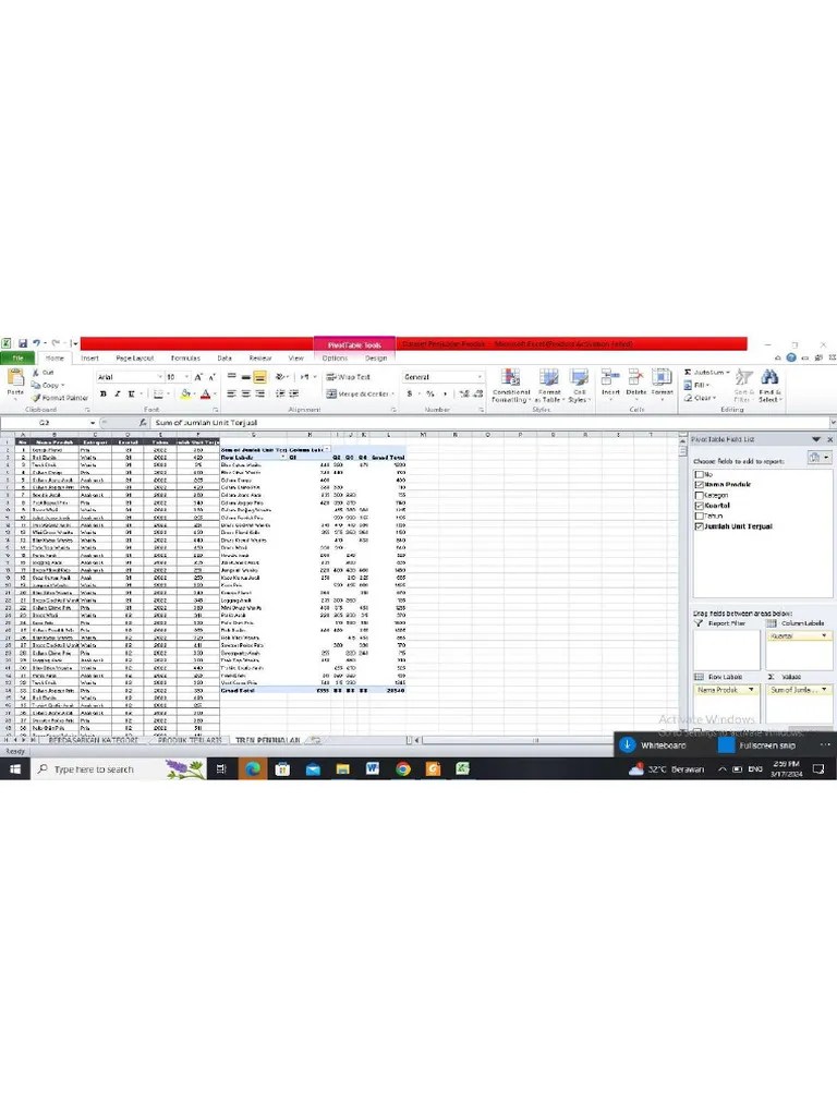 TPM 2 Membuat Visualisasi Data Pivot Chart - (NARTA) | PDF