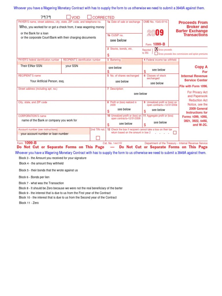 1099-B Template That Has To Be Supplied To Us | PDF | Taxes ...
