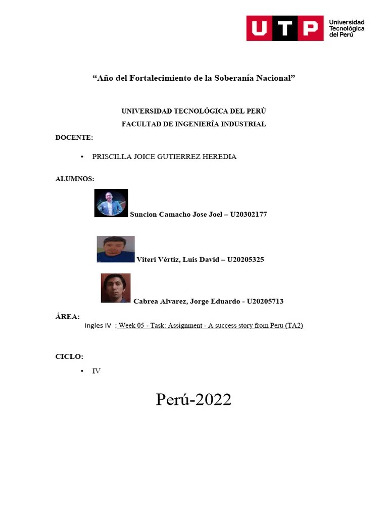 ACV S05 Week 05 Task Assignment A Success Story From Peru TA2 | PDF