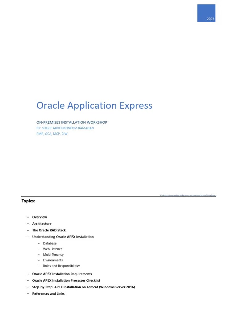 Step_by_Step_Oracle_APEX_Installation_on_Tomcat_1696484581 | PDF | World Wide Web | Internet & Web