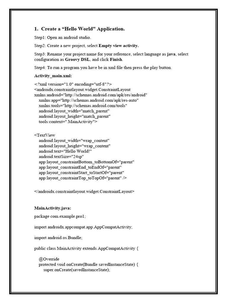 MAD Lab | PDF | Android (Operating System) | Java (Programming Language)