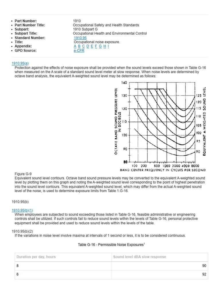 OSHA 1910.95 - Occupational Noise Exposure | PDF | Noise | Hearing