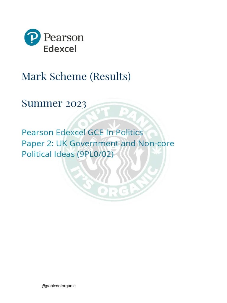 Edexcel A Level June 2023 Politics 9PL0 Markscheme Paper 2 | PDF ...