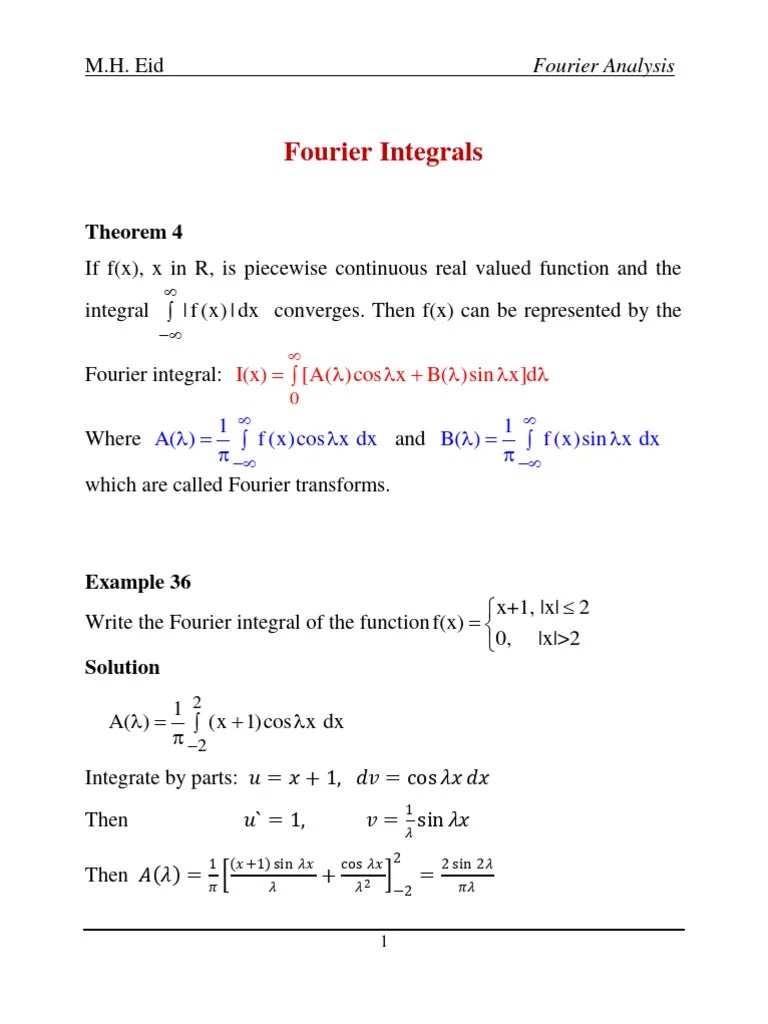 3-Fourier Integrals | PDF | Fourier Series | Fourier Transform