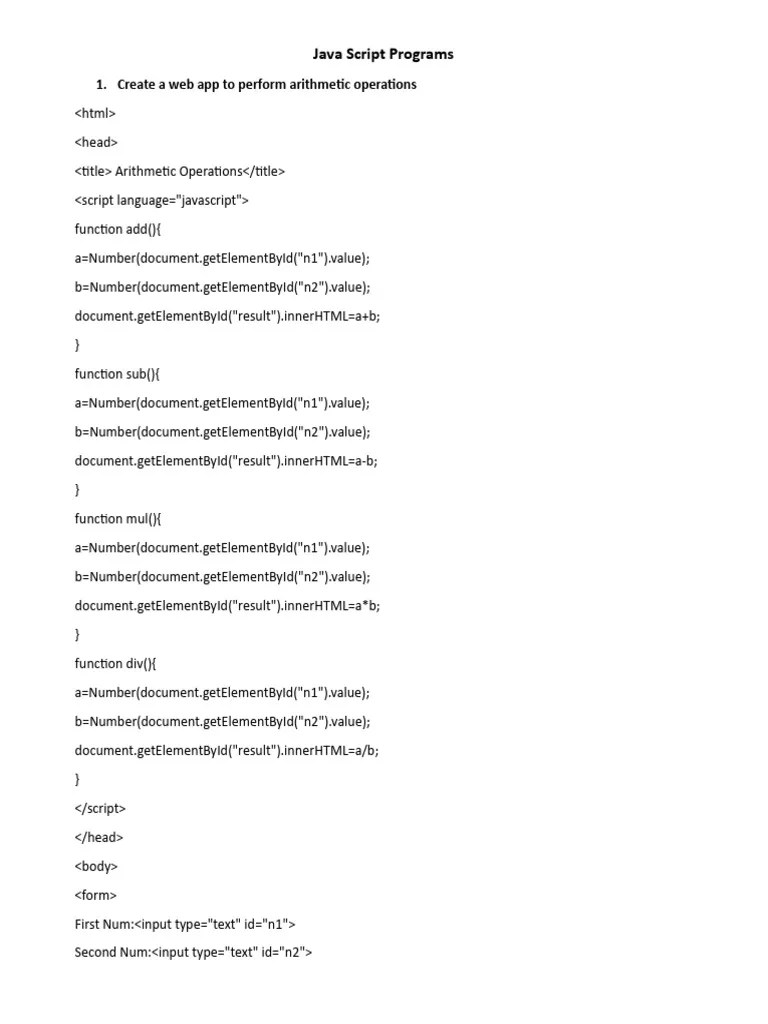 Module 4.2 Java Script Programs | PDF | Computing