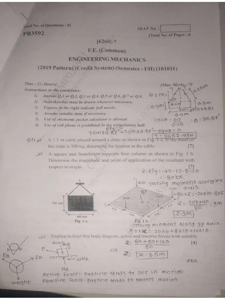 Engineering Mechanics Solution | PDF