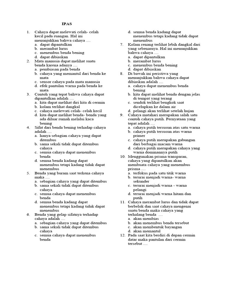 Latihan Soal Sumatif IPAS Kelas 5 SD Semester 1 Kurikulum Merdeka Bab 1 ...