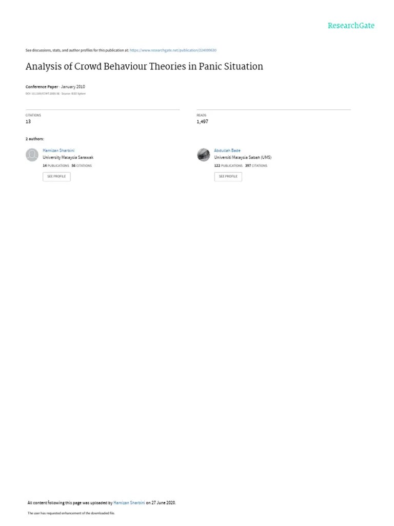 Analysis Of Crowd Behaviour Theories In Panic Situation | PDF ...