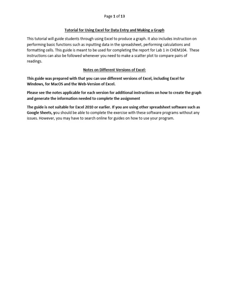 Graphing Using Excel - Updated Winter 2023 | PDF | Microsoft Excel ...