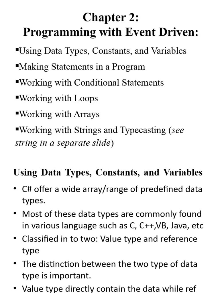 Lect Note On Chapter 2 - Part I - Prog With Event Driven | PDF ...