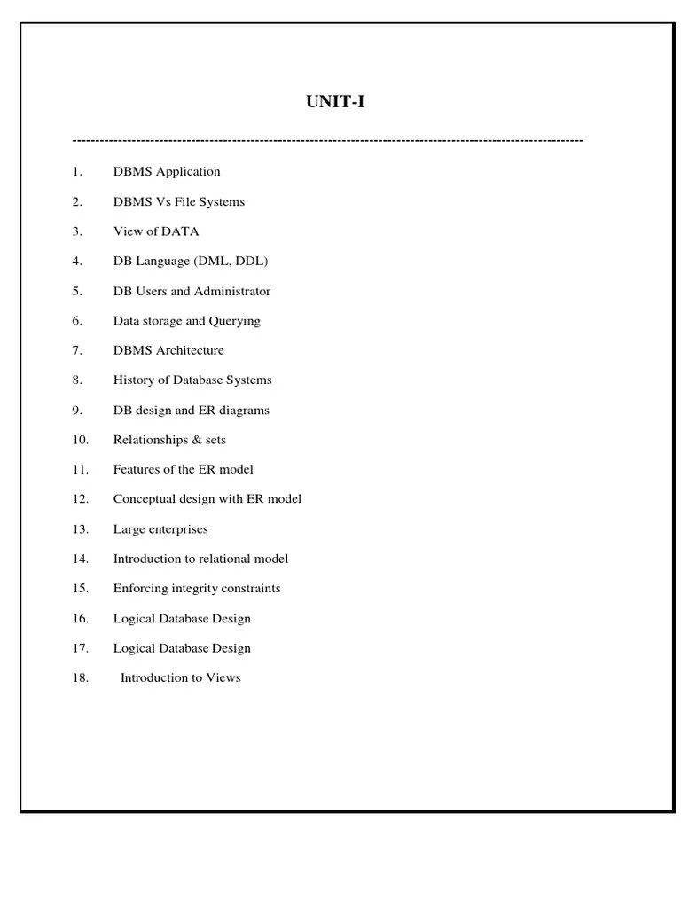 Database Management Systems_Unit 1 Material | PDF | Databases ...