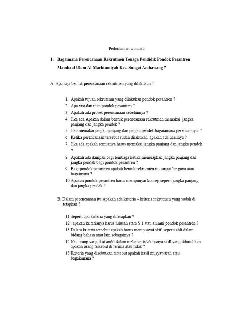 Pedoman Wawancara Skripsi | PDF