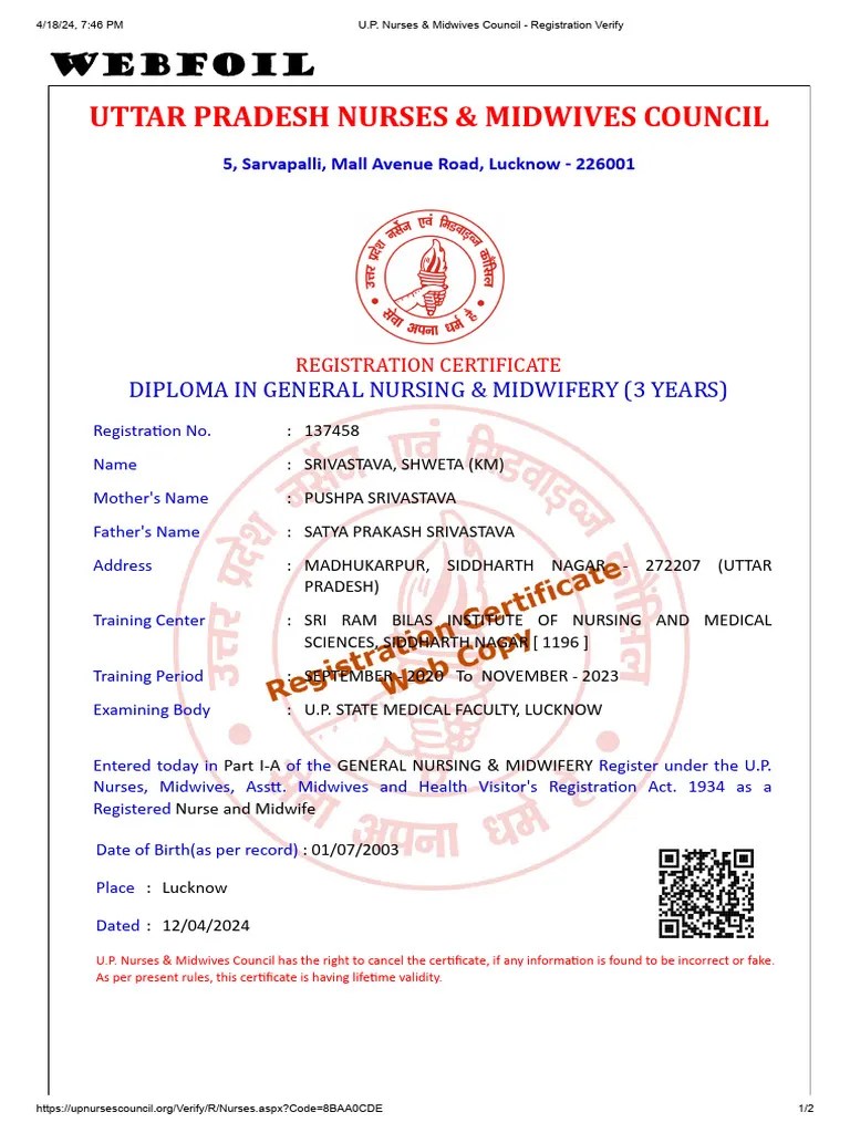 U.P. Nurses & Midwives Council - Registration Verify | PDF | Midwife ...