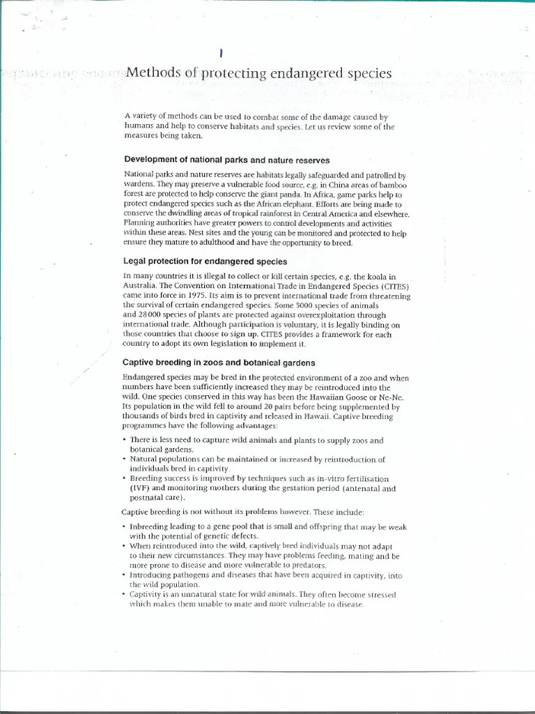 Methods Of Protecting Endangered Species | PDF