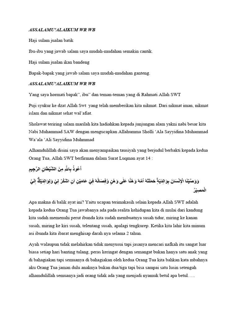 Teks Pidato Berbakti Kepada Orang Tua | PDF