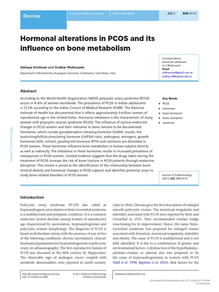 Hormonal Alterations In PCOS And Its Influence On Bone Metabolism | PDF | Polycystic Ovary ...