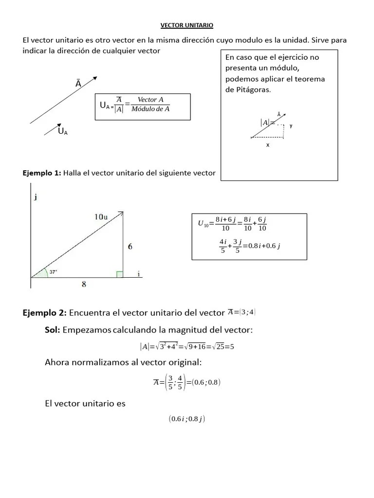 Ficha VECTOR UNITARIO | PDF | Vector Euclidiano | Álgebra Abstracta