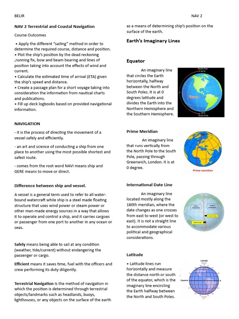 NAV 2 Terrestrial And Coastal Navigation | PDF | Latitude | Longitude