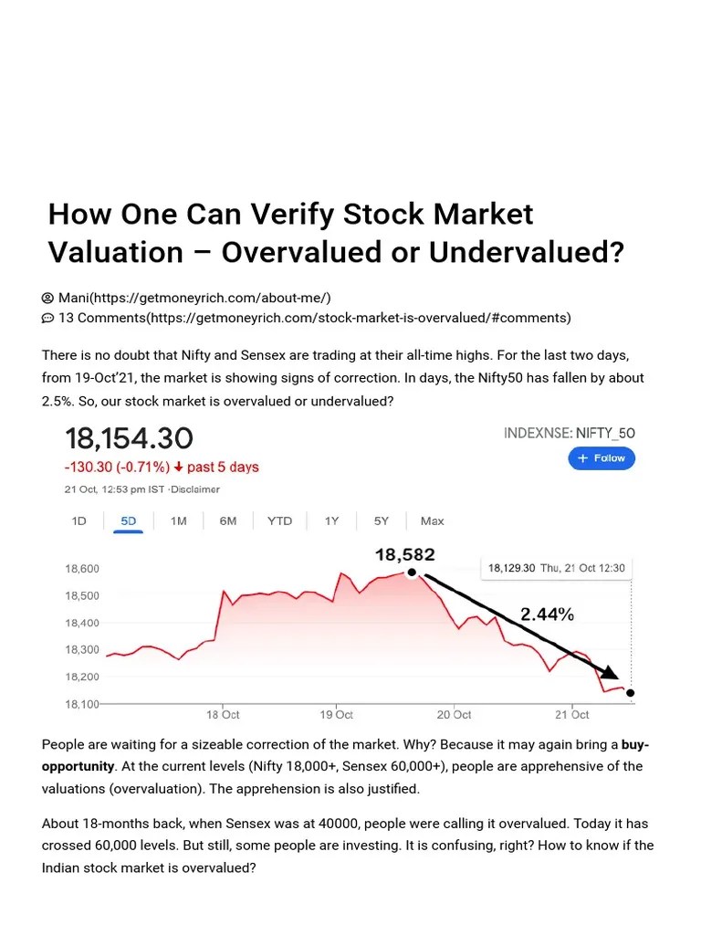 How One Can Verify Stock Market Valuation - Overvalued Or Undervalued ...