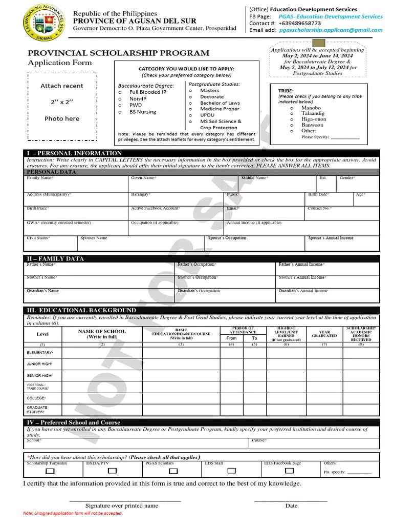 Application Form 2024 | Download Free PDF | Bachelor's Degree ...