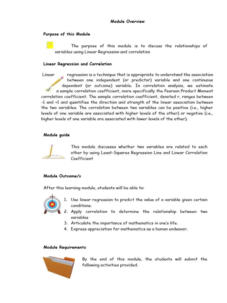 MMW Module 10 - Correlation And Linear Regression | Download Free PDF ...