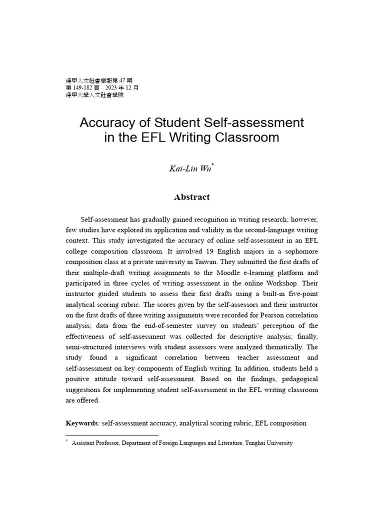 Accuracy Of Student Self-Assessment (With A Rubric) | Download Free PDF | Rubric (Academic ...