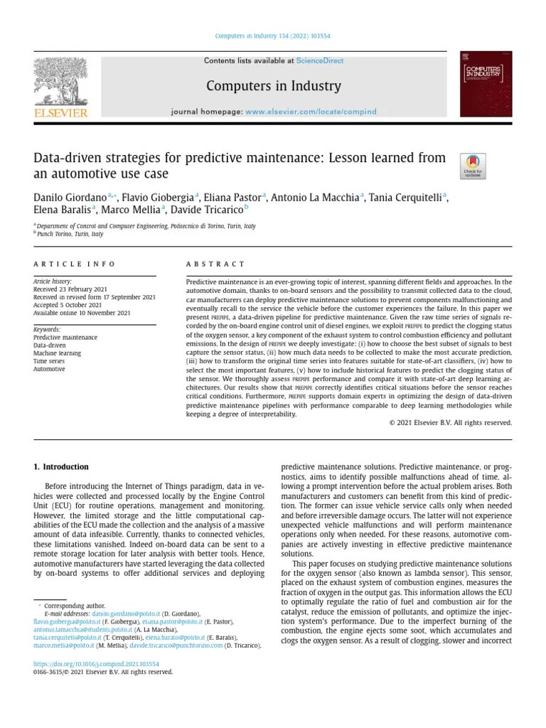 Data - Driven Strategies For Predictive Maintenance Lesson Learned From ...