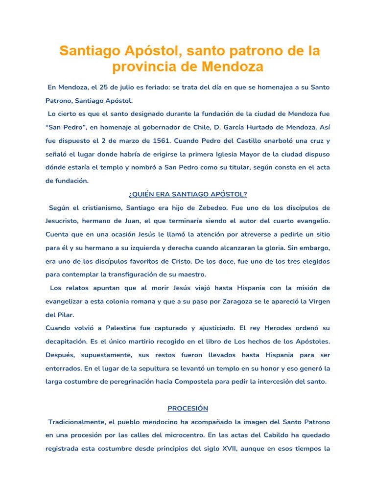 Santiago Apóstol, Santo Patrono De La Provincia De Mendoza | Descargar Gratis PDF | Jesús ...