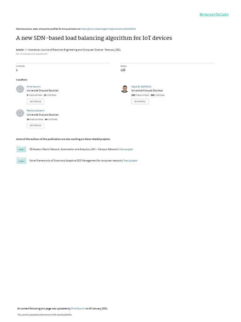 A New SDN-based Load Balancing Algorithm For IoT Devices | PDF ...