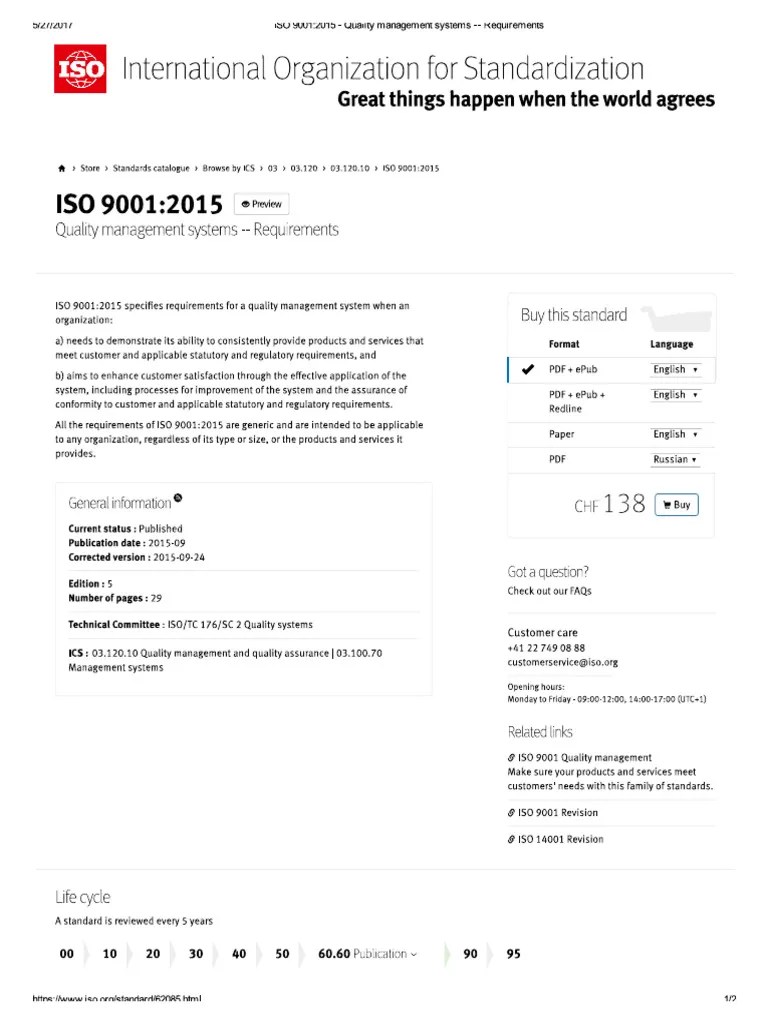 ISO 9001 - 2015 - Quality Management Systems - Requirements | PDF