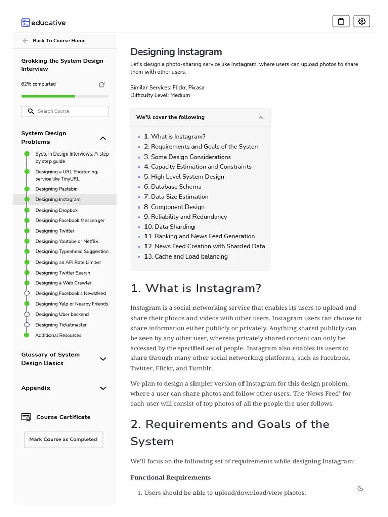 4 Designing Instagram - Grokking The System Design Interview | PDF ...