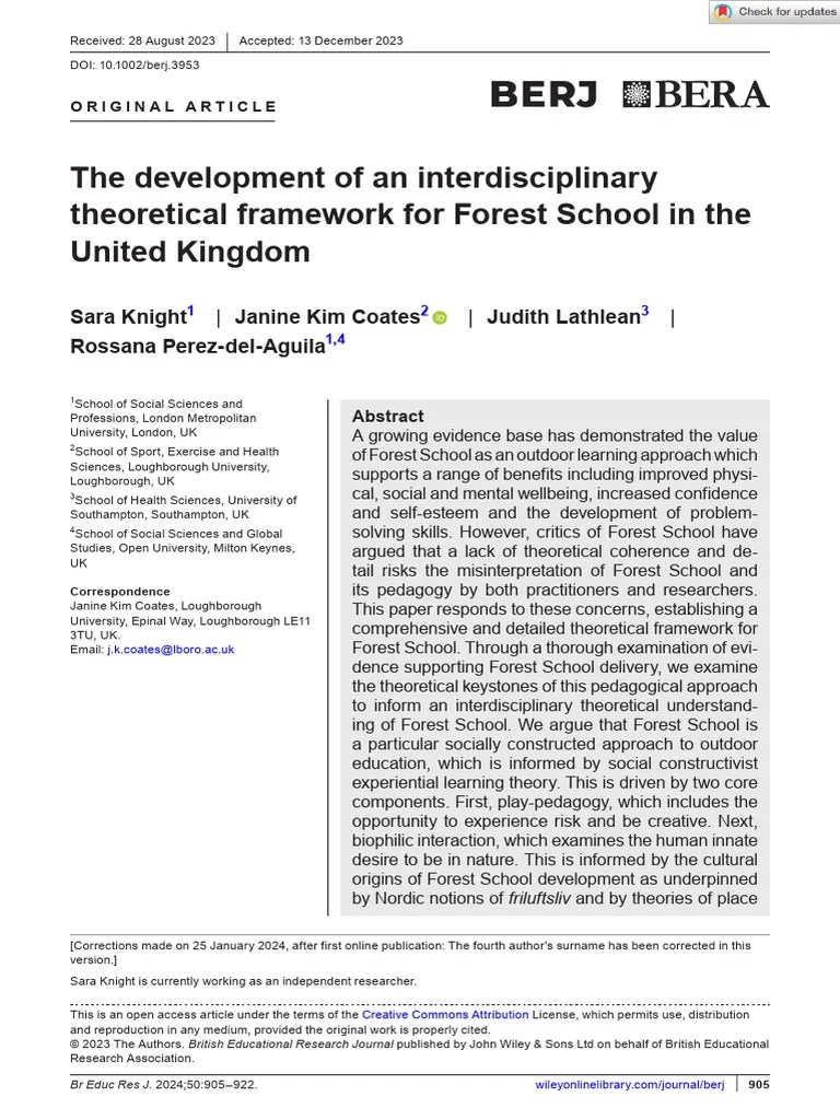 The Development Of An Interdisciplinary Theoretical Framework For ...