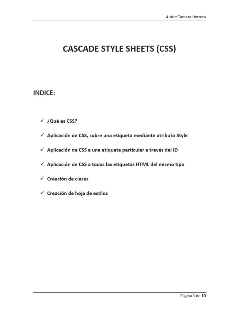 Tutorial CSS - Cascade Style Sheets | PDF | Desarrollo Web | Desarrollo De Software