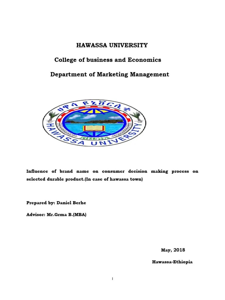 Influence Of Brand Name On Consumer Decision Making Process On Selected ...