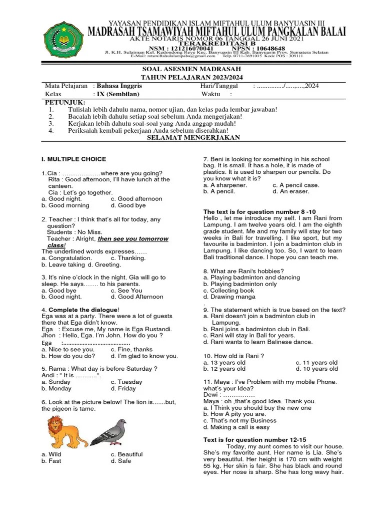 Soal Am Bahasa Inggris | PDF | Tea | Foods