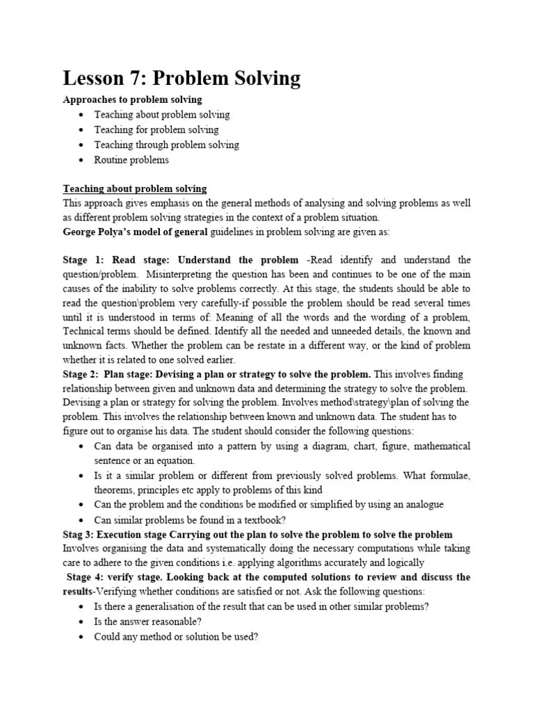 Lesson 7-Problem Solving | PDF | Algorithms | Mathematics