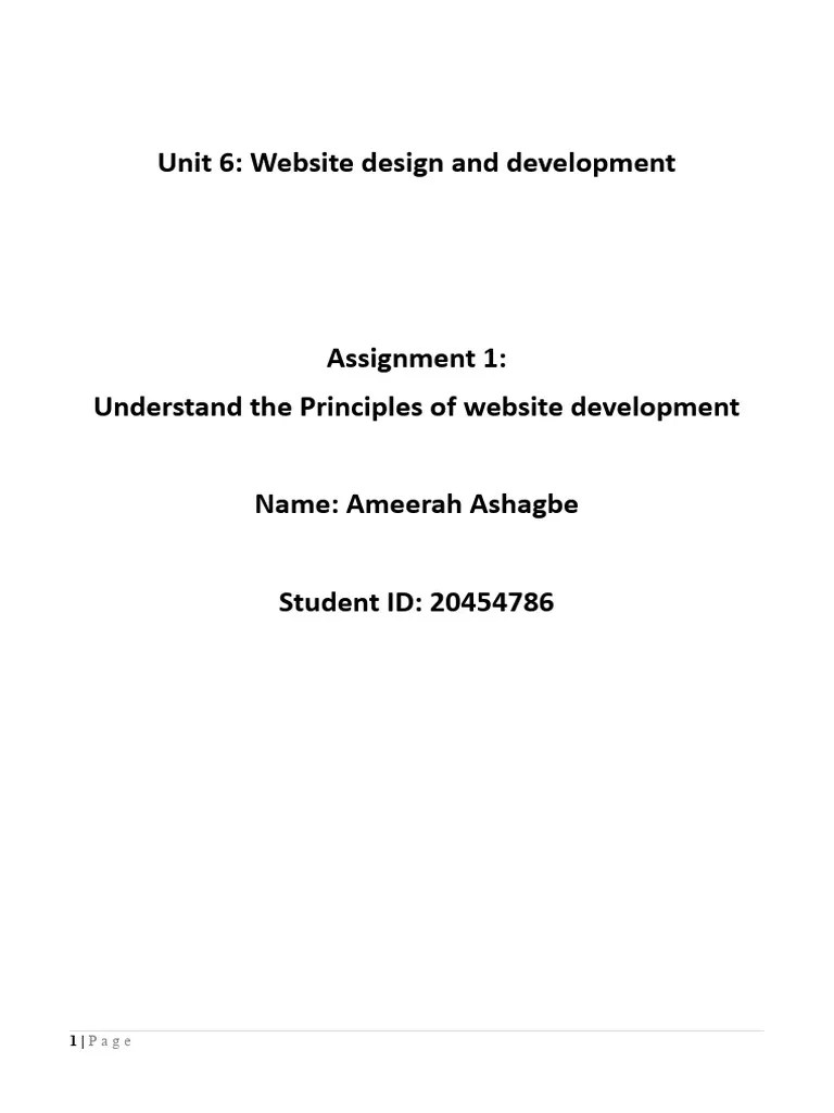 Unit 6 Assignment 1 - Word Template | PDF | Web Design | Websites